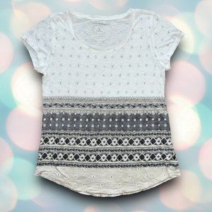 Lucky Brand Women’s Short Sleeve Pattern Tee Shirt Top Size M